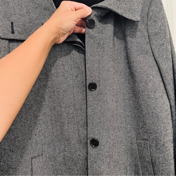 Talbots Black & White Striped Wool Blend Jackie Fit Pleated Peacoat/Jacket Sz 10 - Picture 5 of 12